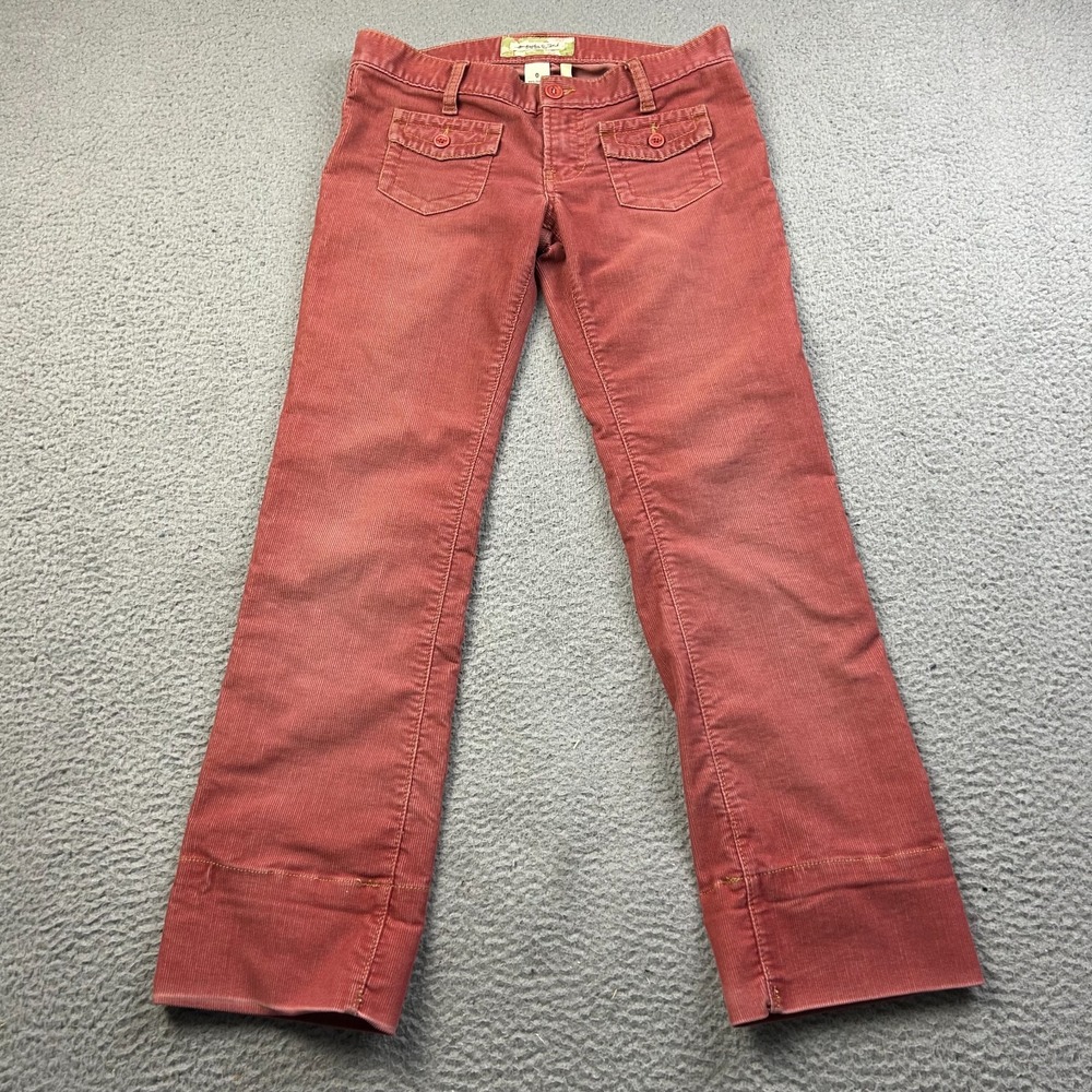 VTG Y2K Abercrombie Fitch Pants Womens Pink Corduroy Low Rise Wide Boho Size 0
